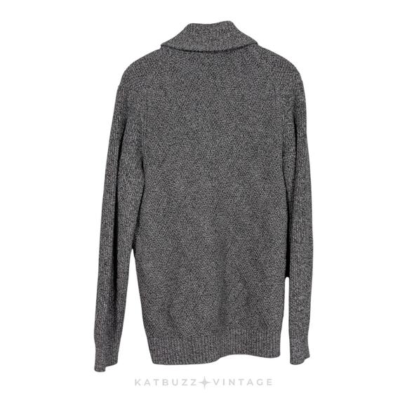 Banana Republic Cardigan Sweater L Gray Shawl Collar Cotton Academia Professor - Picture 3 of 8